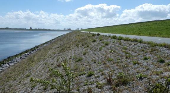 pas aangelegde dijk